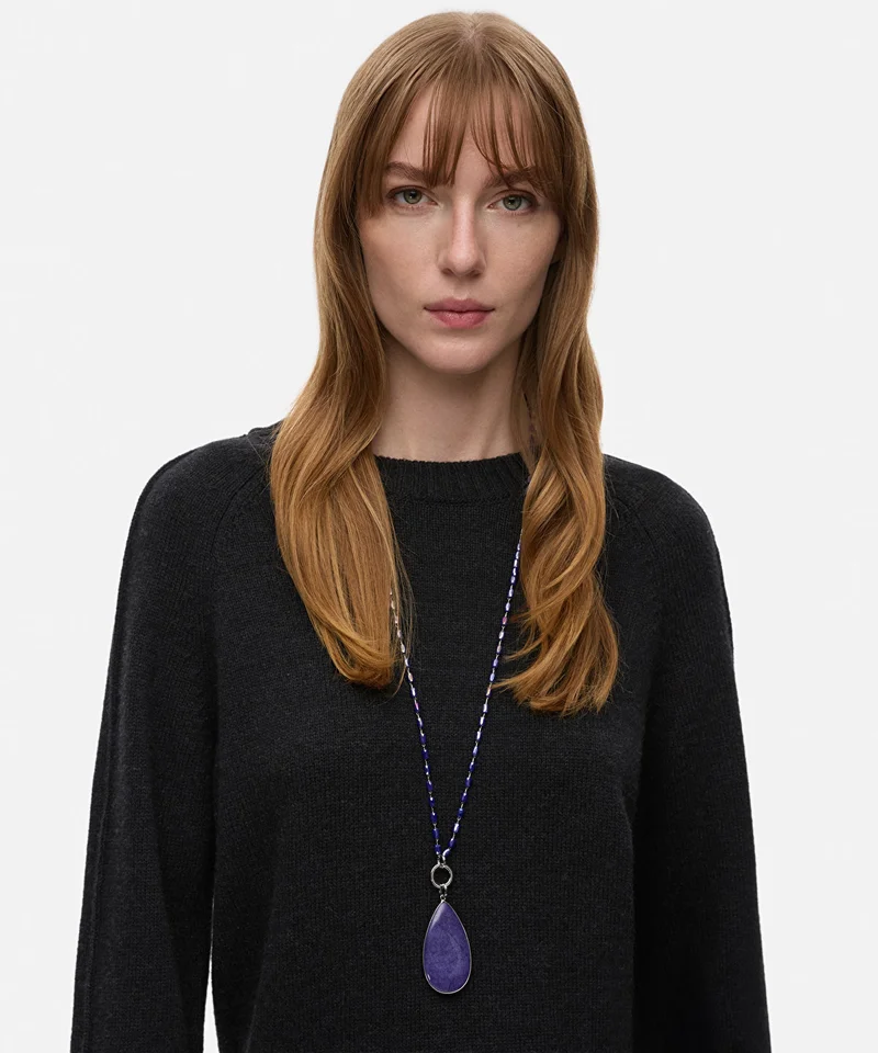 ابيكول Glass Bead Drop Necklace